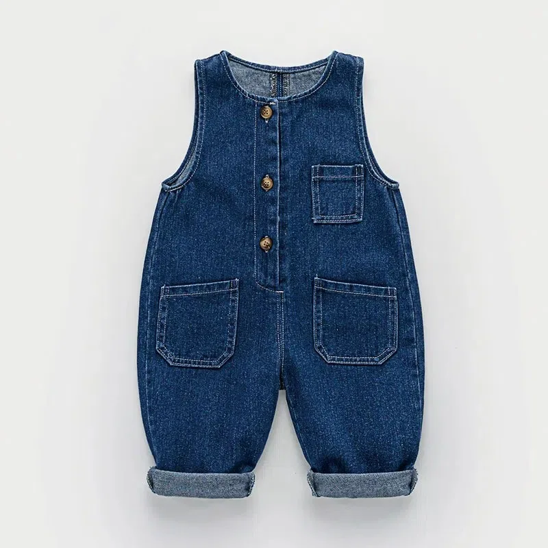 Korean Style Children\'s Denim Overalls Girls Boys Suspenders Loose Casual Style Jumpsuits Spring Autumn All-match trousers