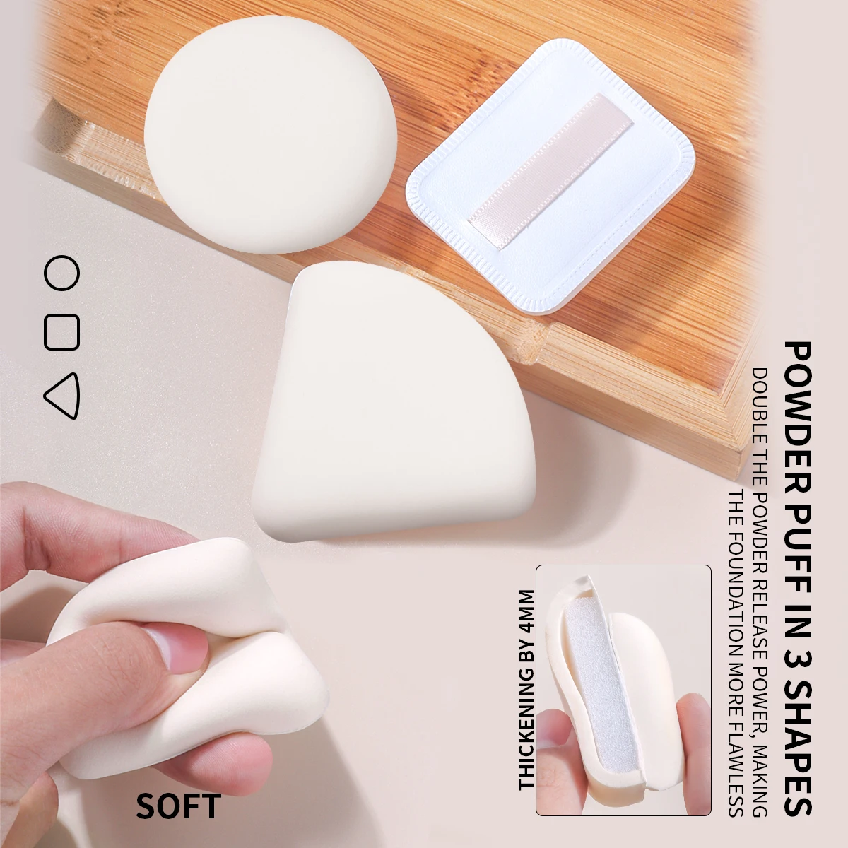 Redondo, quadrado, triangular pó seco e molhado base líquida beleza maquiagem ovo algodão doce almofada de ar esponja de maquiagem