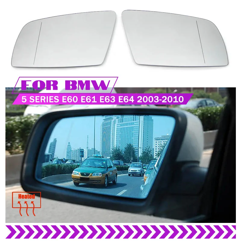 2 Stück seitlich beheiztes Spiegelglas für BMW 5er E61 E63 E64 2003-2008 Teile Zubehör