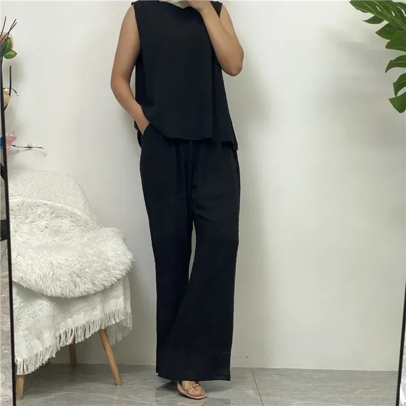 Eid Muslim Dress Women Abaya Tops Pants 3 Pieces Set Dubai Kaftan Kimono Robe Caftan Islam Clothing Femme Musulmane Ensembles