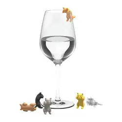 Creatieve Wijnglas Markers 3D Kitten Vorm Party Glazen Beker Veelkleurige Siliconen Discriminator Kitten Wijnbeker Herkenner