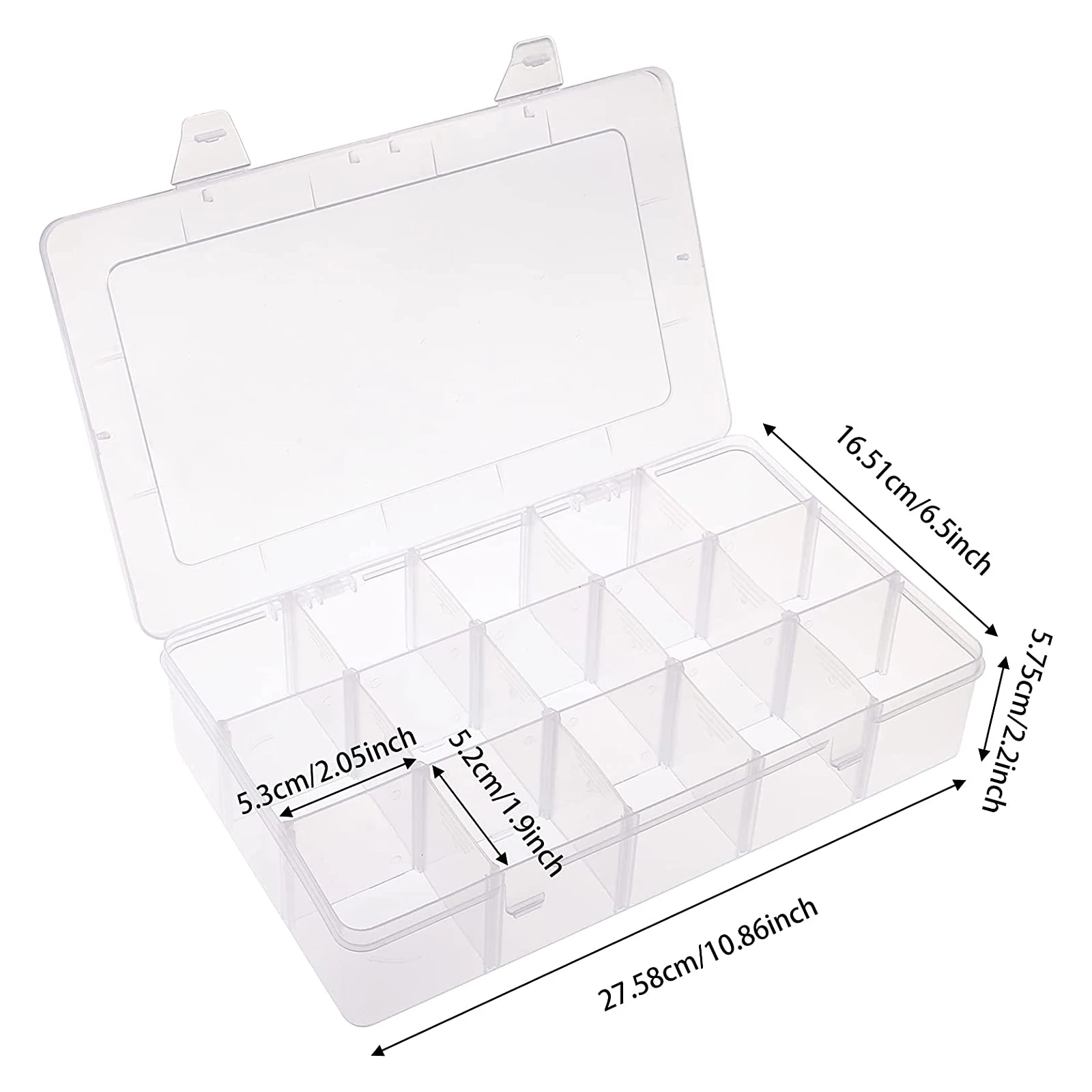 1pc 15 Girds Clear Large Plastic Organizer Box with Dividers Bead for Jewelry Box Craft Storage