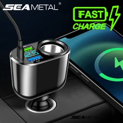 SEAMETAL Car Cigarette Lighter Adapter 66W USB Fast Charge Phone Charger 12V-24V Universal Car Charger for iPhone Samsung Xiaomi