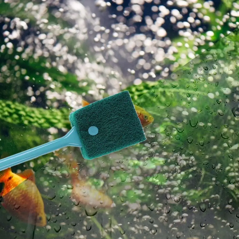 Double-sided Fish Tank Sponge Cleaner Long Handle Aquarium Algae Scrubber Multifunction 15.6 In Aquarium Accessories