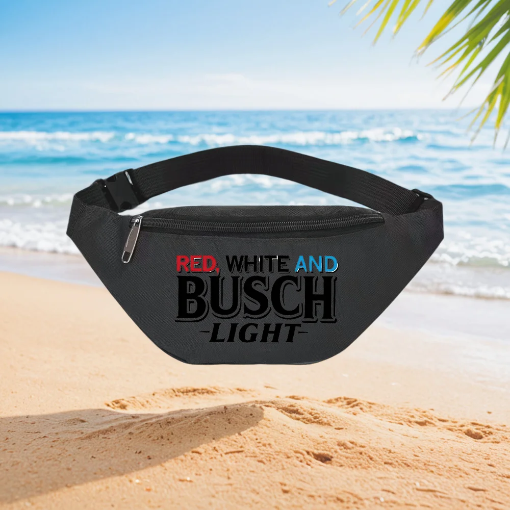 

Red,White and Busch Light Busch Light Waist Backpack Crossbody Chest Bag Street Casual Sporty Fashionable Simple Unique Printed