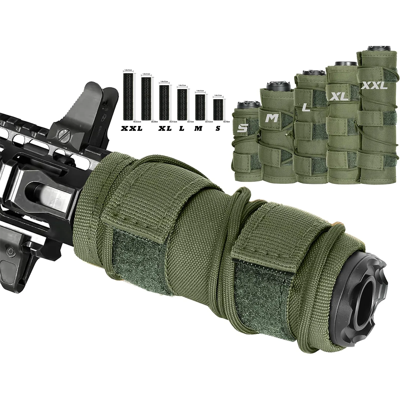 Étuis de protection tactiques pour silencieux de chasse et de tir, 9 pouces, housse de protection pour silencieux, housse de protection pour suppresseur, pour 4/5/6/7/9 pouces