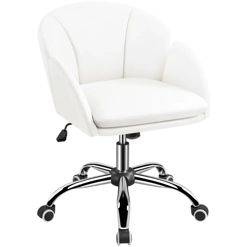 

SmileMart Modern Rolling Desk Chair with Armrests for Home Office, White gaming chair office chair