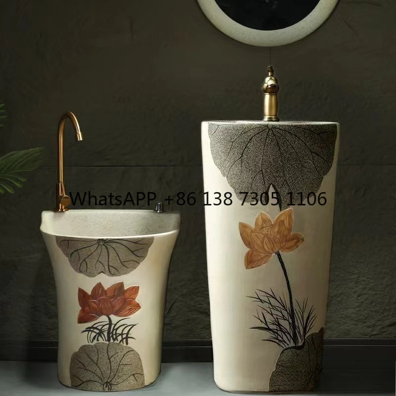 

Китайская уличная раковина в стиле ретро, колонная раковина во дворе, встроенная садовая уличная раковина от пола до потолка