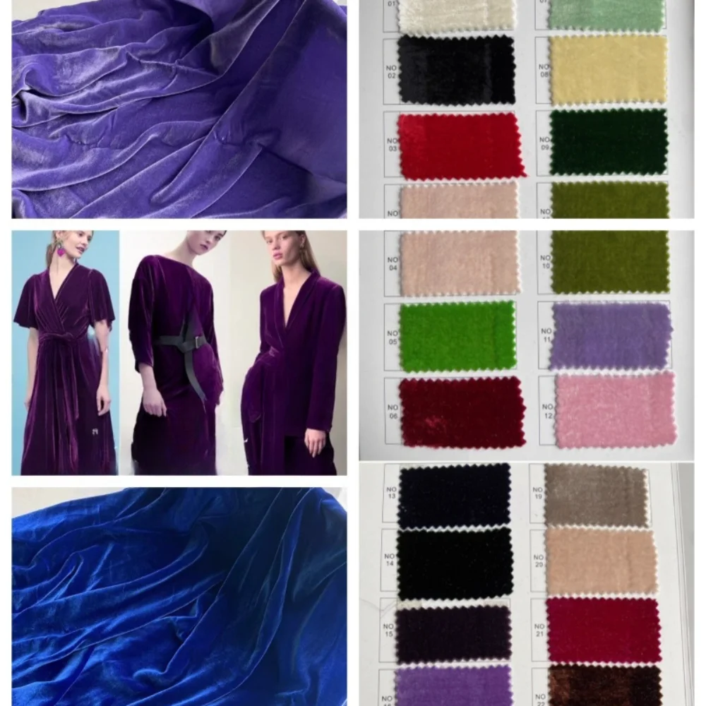 

Solid Color Natural Mulberry Silk Velvet Fabric for Spring Autumn Suit Set Evening Dress Clothing Fabrics By Meter Diy Sew Cloth