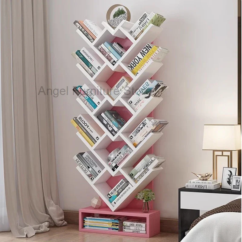 4 Tier Corner Haller Bookshelf Retail Units Wood Living Room Retail Shelving Geometric Cube Estanteria Furniture For Bedroom