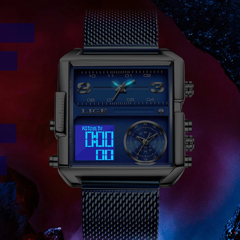 LIGE Special Men Wristwatch Fashion Waterproof Chronograph Men Quartz Watches Luminous Calendar Steel Man Watches Reloj Hombre
