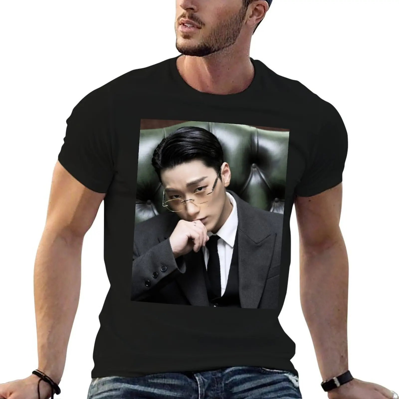 

ATEEZ ice on my teeth choi san kpop atiny sexy abs T-Shirt cotton tshirt 100% man t shirts for men T-Shirt