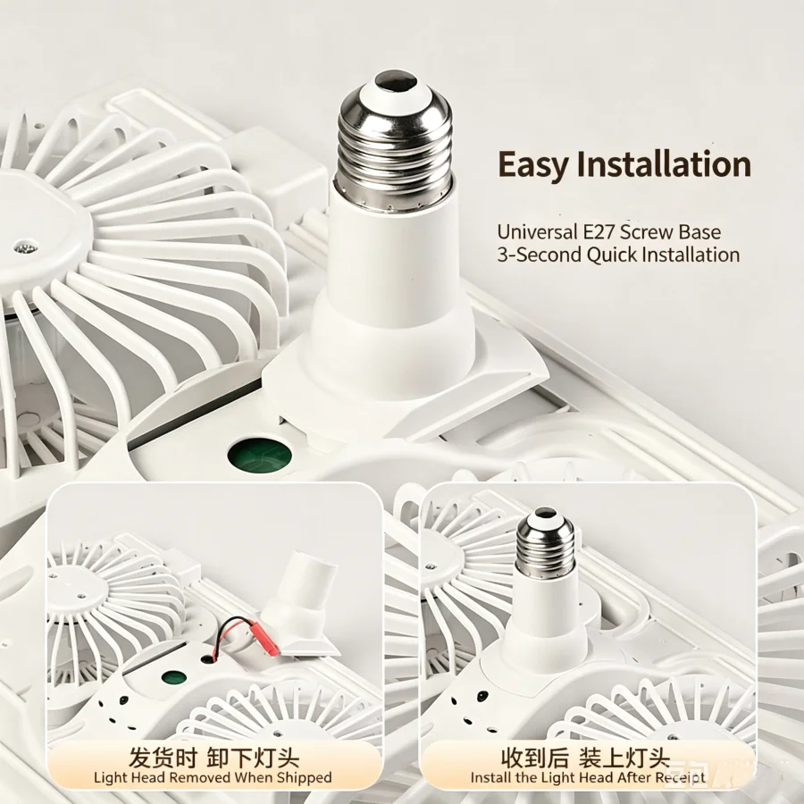 60W Double Ceiling Fans with Lights New led Ceiling Fan Light 85-265V E27 Dimmable led Fan Lamps with Remote control Adjustable - view 6