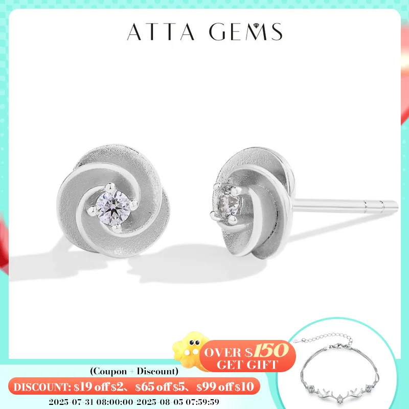 

ATTAGEMS Daily S925 Silver Moissanite Stud Earrings for Women D VVS1 Diamond Flower Shape Engagement Wedding Fine Jewelry Travel