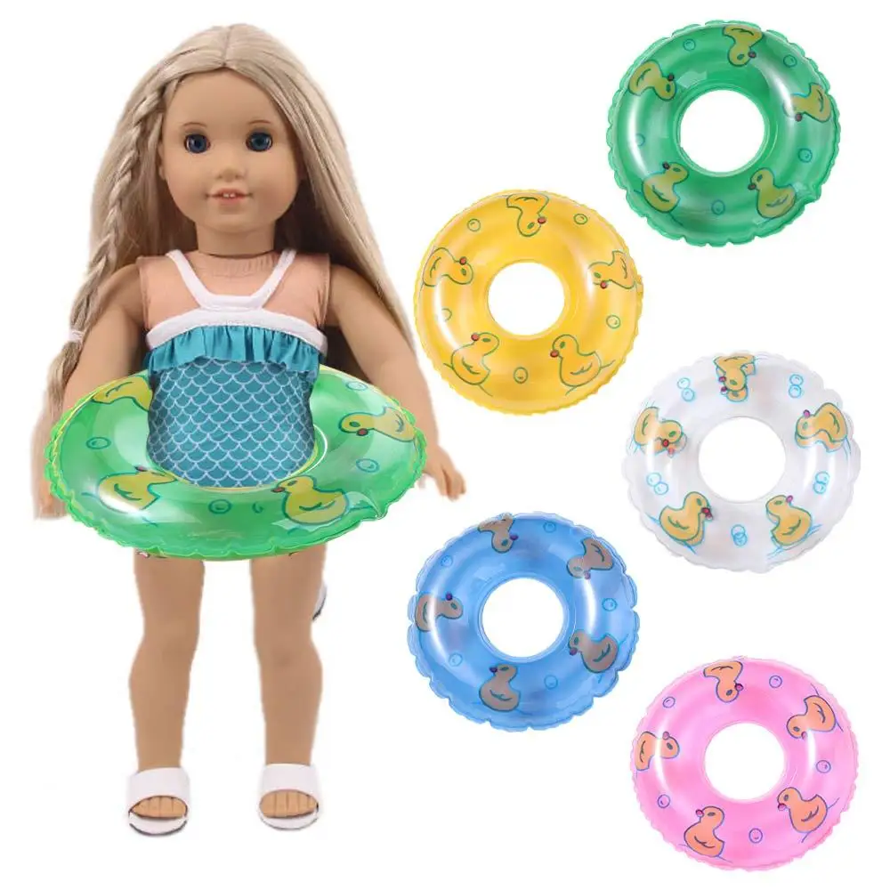 PVC poppenhuis miniatuur zwemring gele eend opblaasbare mini-ringen zwemmen poppen accessoires aankleden