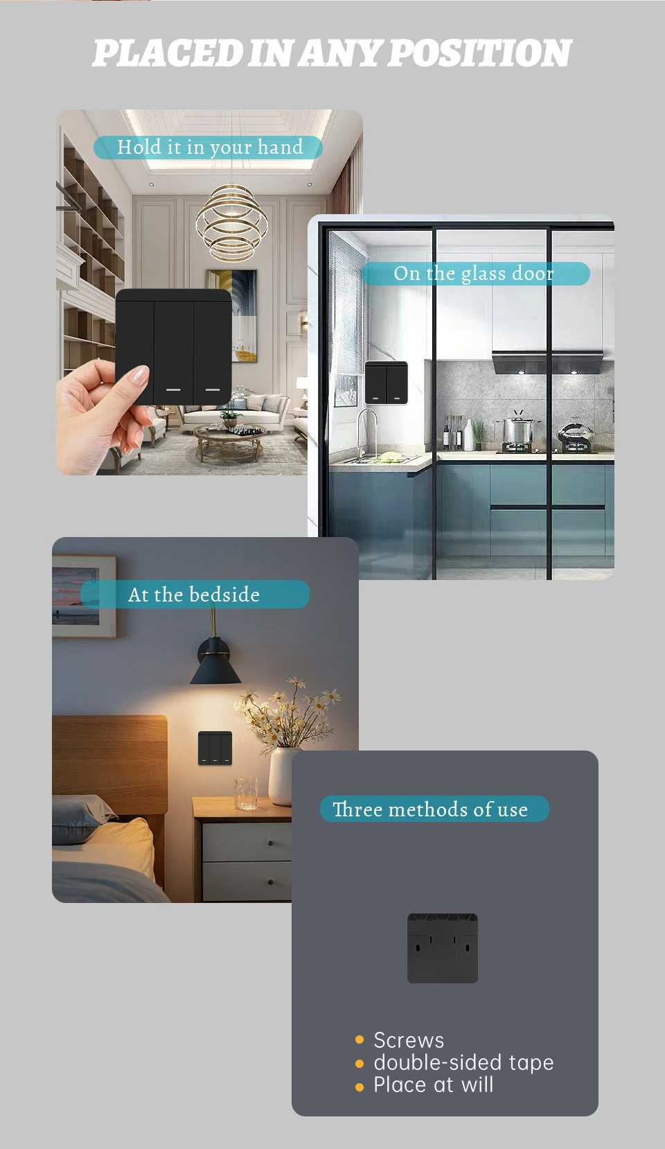 Wireless ON OFF Switch RF433 Module Remote Control Light Switch 1/2/3 Gang Wall Switch for Light Bulb Chandelier 10A 110V 220V