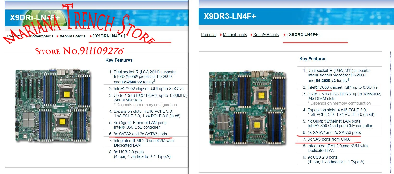 X9DR3-LN4F+ for Supermicro Motherboard LGA2011 E5-2600 V1/ V2 Family ECC DDR3 8x SAS Ports From C606