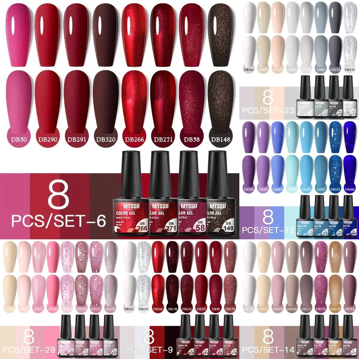 Mtssii-Verniz UV Coleção Nail Gel, Mergulhe Off Polish, Cobertura Total, Manicure Linda, Outono, Cor da Terra, 10 Pcs, 12Pcs