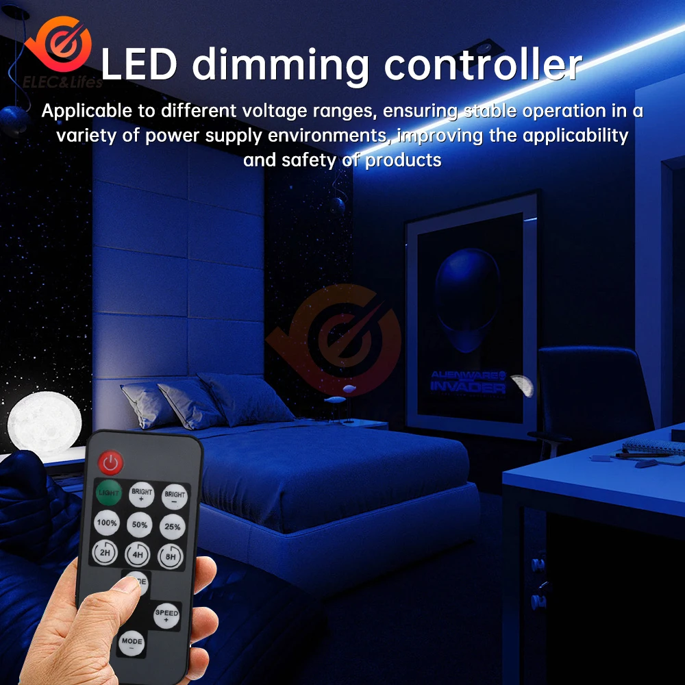 DC 5-12V LED Strip RGB Single Color Controller RF Remote Control 14 keys With timing For monochrome SMD LED Strip Light