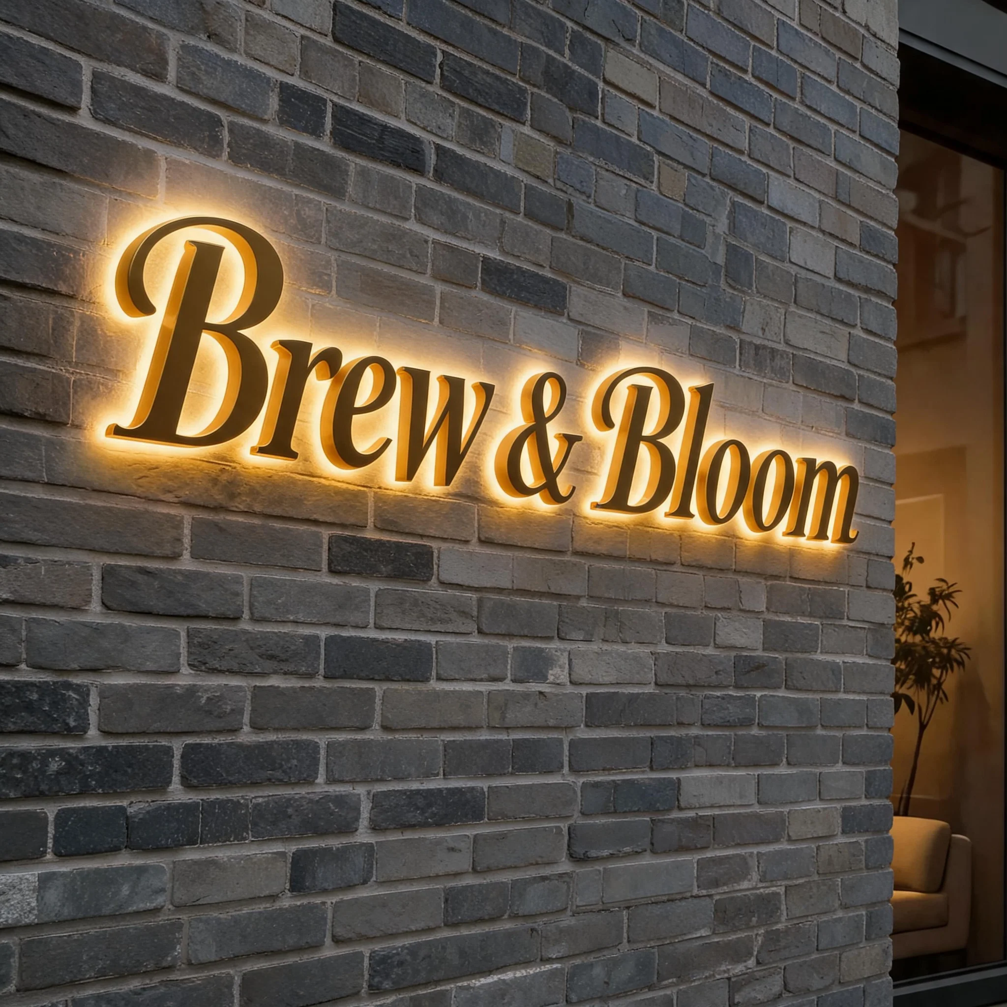 Custom Logo Sign LED Illuminated Sign 3D Mental Sign for Business Shop Company Storefront Wall Decoration