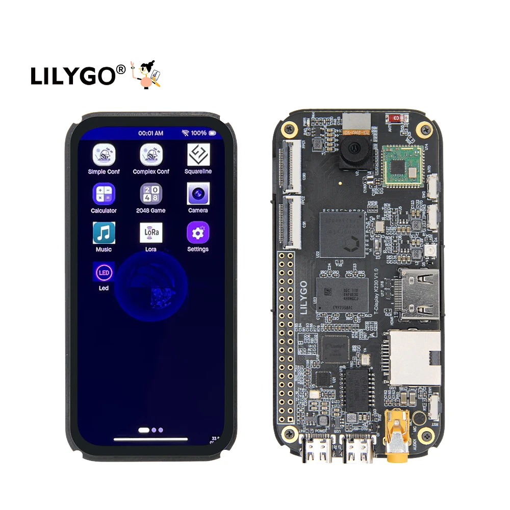 T-display K230 Chip AIoT 1.6GHz Layar AMOLED 4.1 Inci Papan Pengembangan Ai LoRa + HDMI + Port Ethernet + Kamera ISP