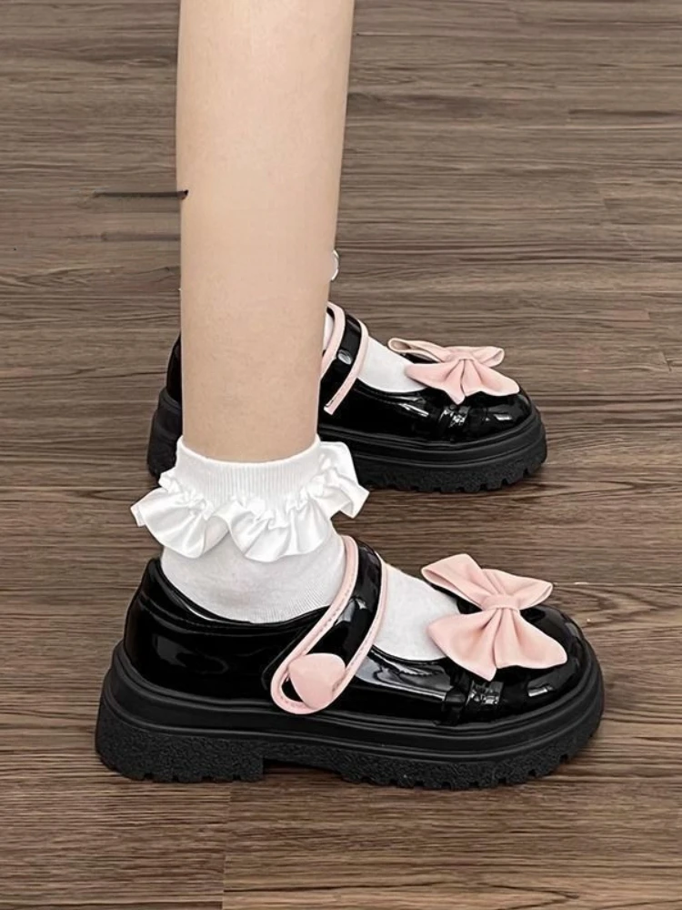 Sweet Lovely Lolita Mary Jane Small Leather Shoes Women 2024 New Summer Thick Soles Shoes Female All Match Uniform Single Shoes