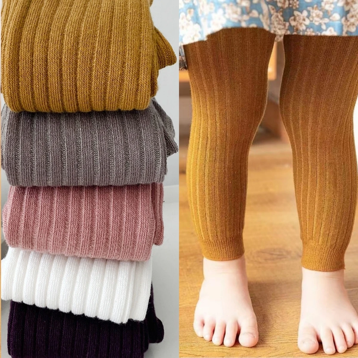 Ribbed Cotton Elasticity Stretch Girls Tight Leggings for Kids Baby Spring Autumn Pants