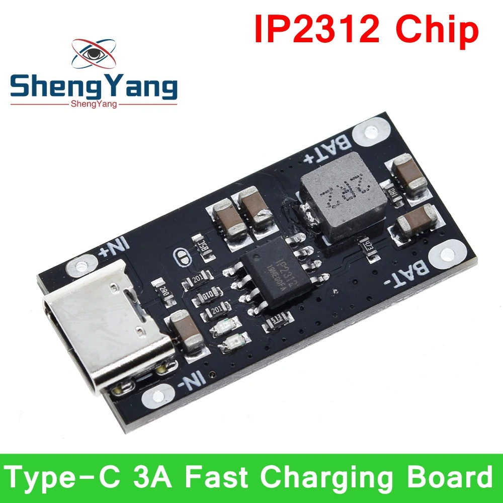 TZT Type C USB Input High Current 3A Polymer Ternary Lithium Battery Quick Fast Charging Board IP2312 CC/CV Mode 5V To 4.2V