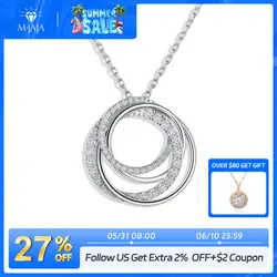M-JAJA Moissanite Pendant Necklace for Women D VVS1 18K White Gold Plated S925 Silver Multi Layer Circle Chain Luxury Jewelry