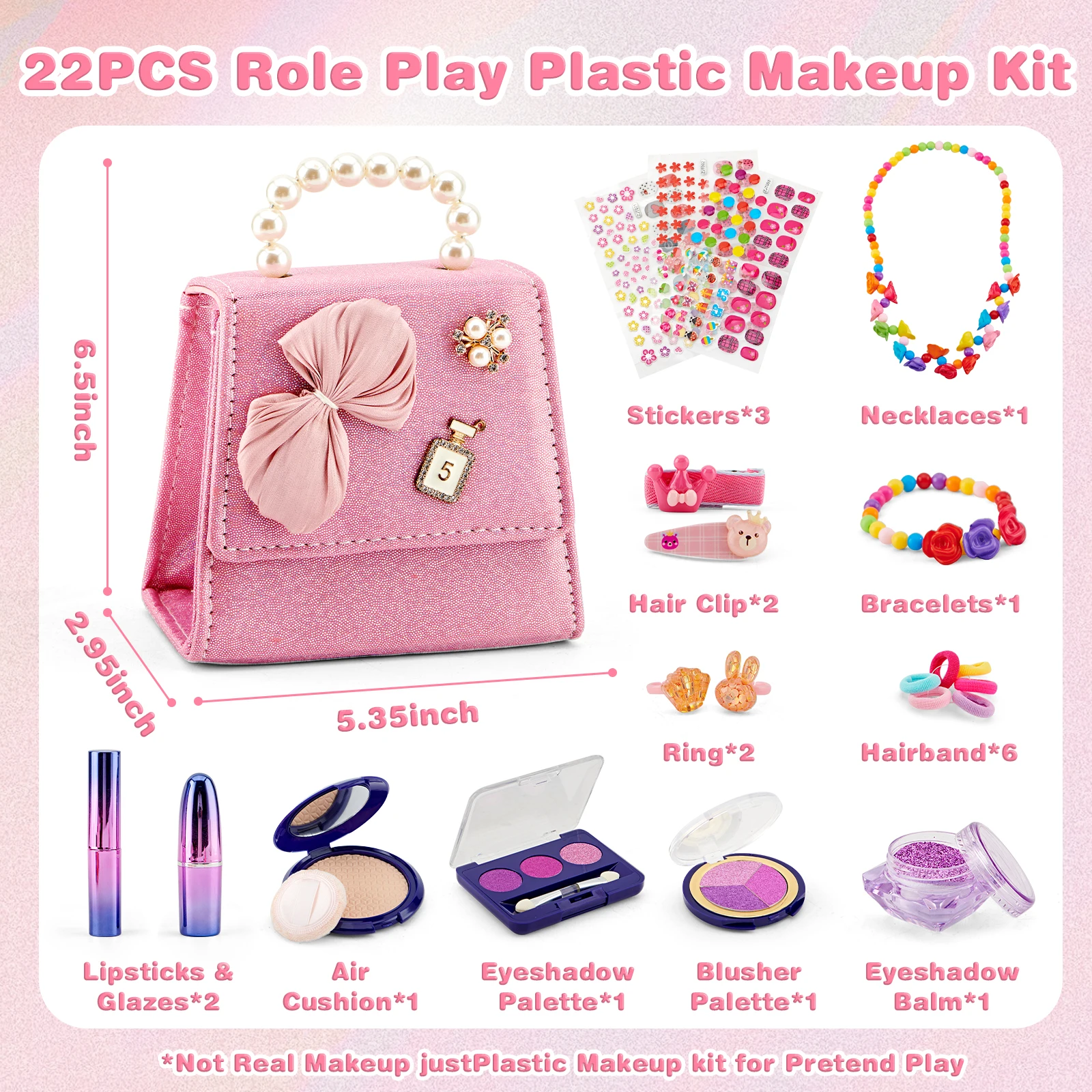 1Pc Children Girls Makeup Set Pretend Make Up Play Beautiful For Kids Cosmetic Gifts Toys,Cosmetic Bag Toys for Girls 3 4 5 6-14