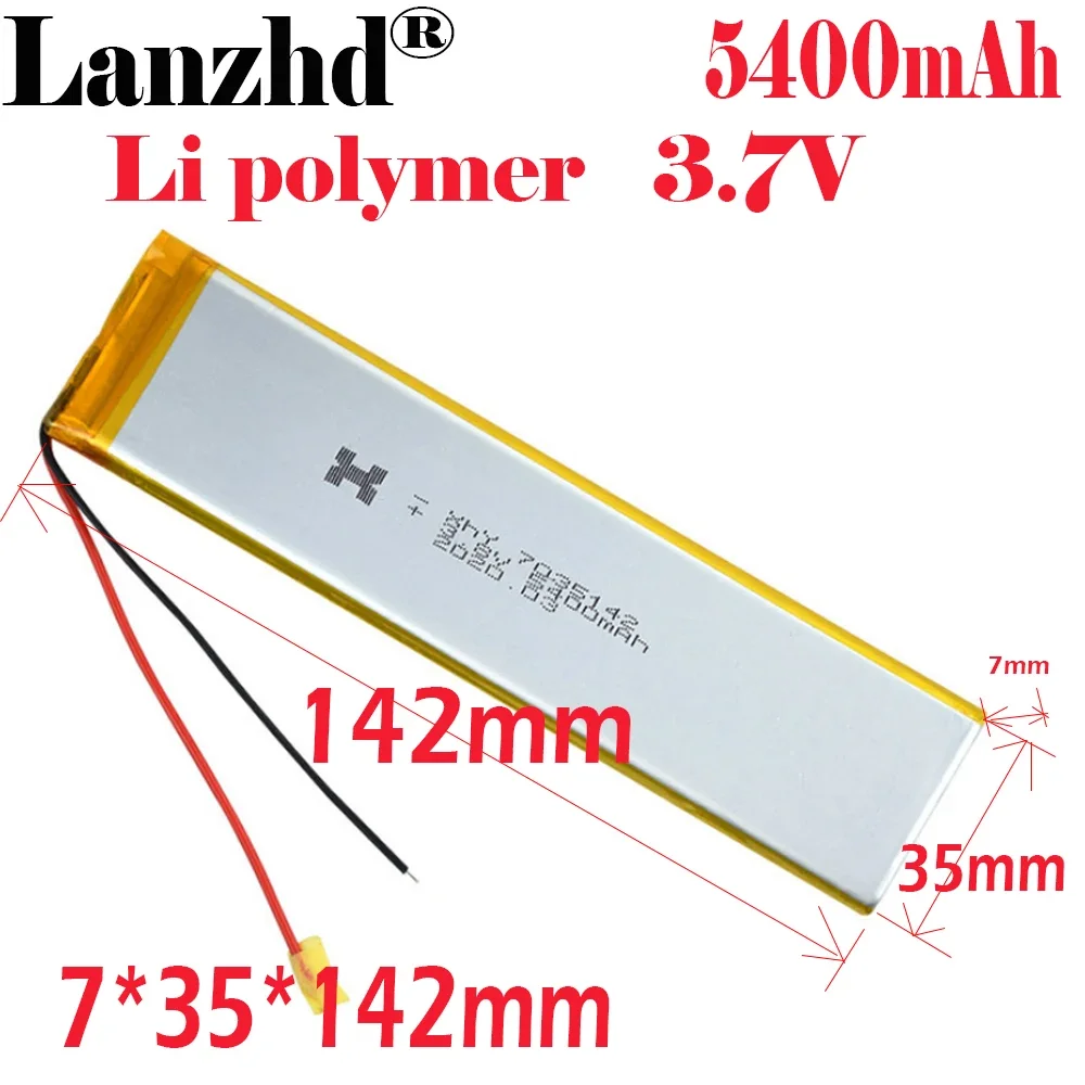 

1-10PCS 7035142 3.7V 5400MAH Li Polymer Lithium Rechargeable Battery For GPS E-book LED light bar VR battery Long battery