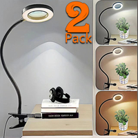 Flexible Gooseneck Book Light Craft Lamp 3 Colors Dimmable LED Desk Lamps for Reading Book in Bed at Night Clip on Table