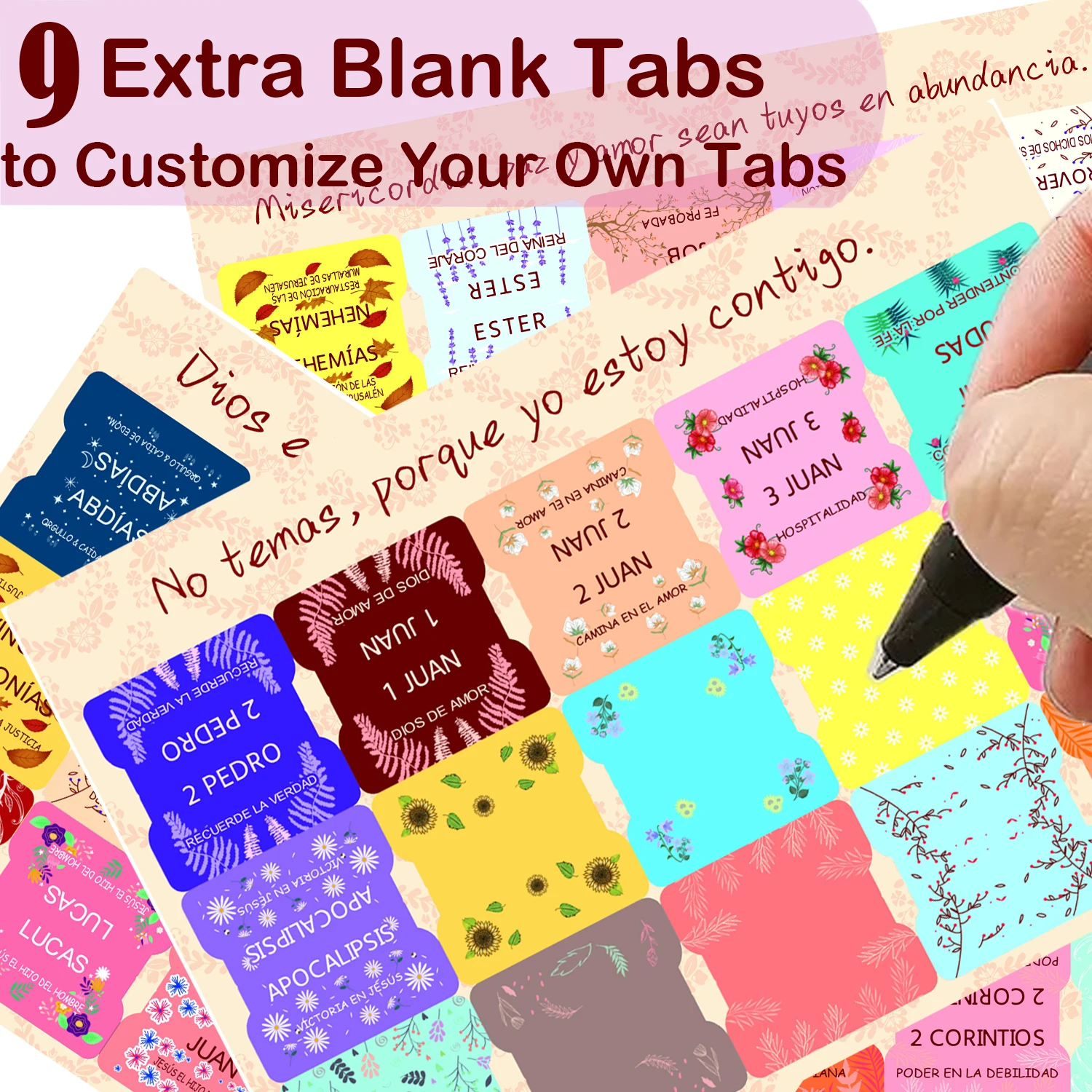 علامات تبويب الكتاب المقدس الإسبانية مع مجموعات كتاب مغذي الروح الإسبانية - 75 علامات تبويب الكتاب المقدس المطبوعة الكبيرة المقشرة واللصق #4
