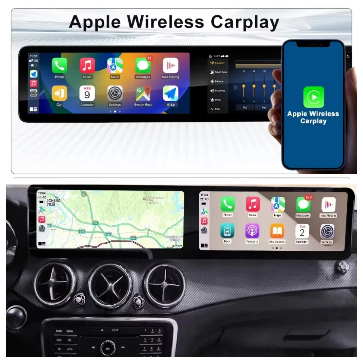 Upgraded Interactive 12.3”Dual Screen For Mercedes Benz A Class CLA GLA X156 2013-2018 Android 13.0 Car GPS Multimedia Carplay