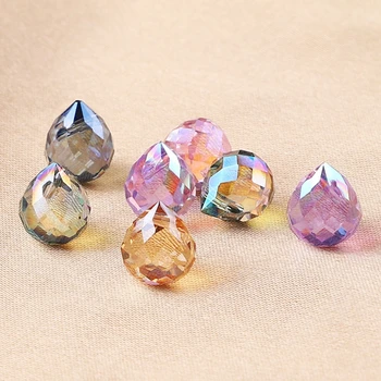 20 pièces 9x8mm brillant coloré larme facettes cristal verre haut percé pendentifs perles pour la fabrication de bijoux bricolage