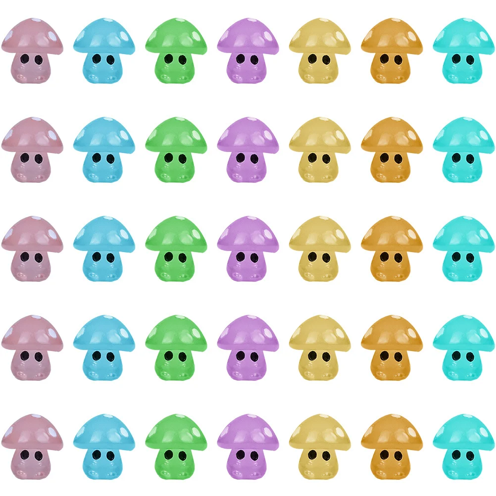 35 قطعة في الفطر الداكن الحلي تماثيل راتينج مصغرة الفطر زينة لحديقة بونساي عصاري مايكرو