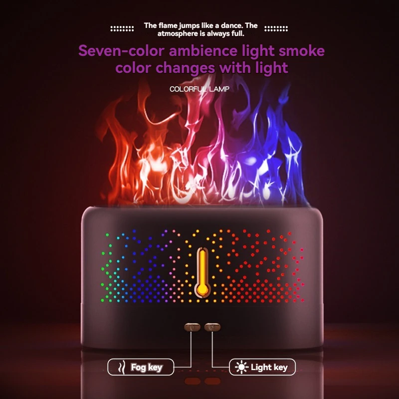 New Colorful Flame Air Aroma Diffuser Humidifier Ultrasonic Cool Mist Maker Fogger Led Noiseless Essential Oil Flame Lamp