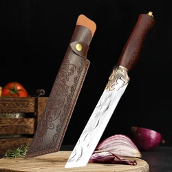 7 inch Stainless Steel Kitchen Knife Handmade Forged Chef Butcher Cleaver Meat Fish Knife Wooden Handle Cooking Tools