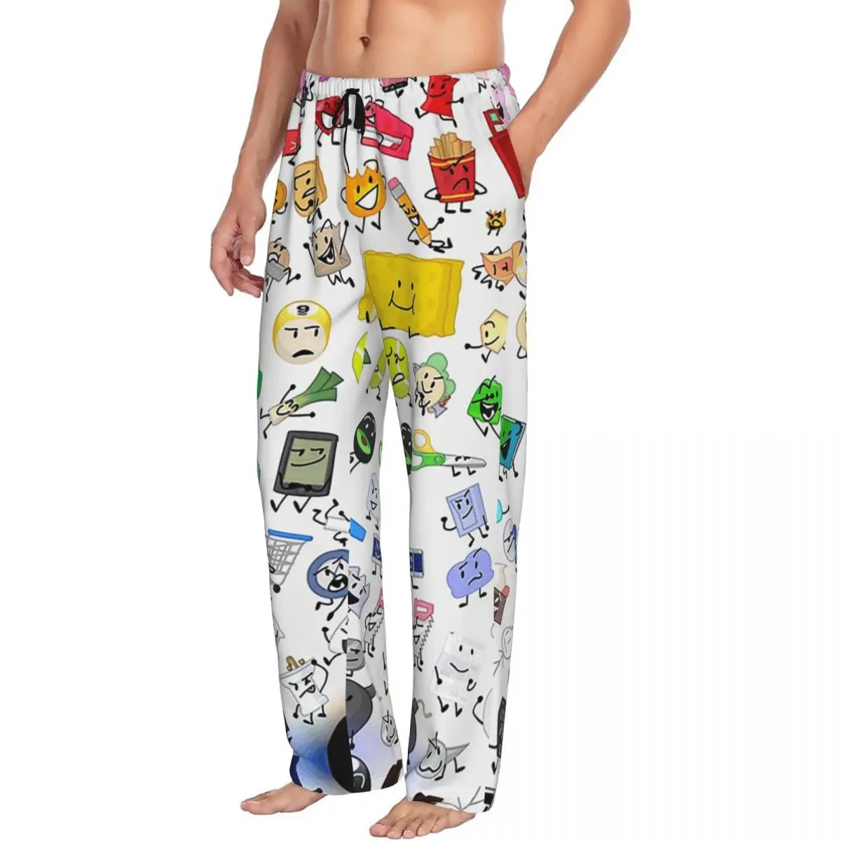 Custom BFB And TPOT Full Cast BFDI Men Pajama Pants Lounge Sleep Sleepwear Bottoms with Pockets