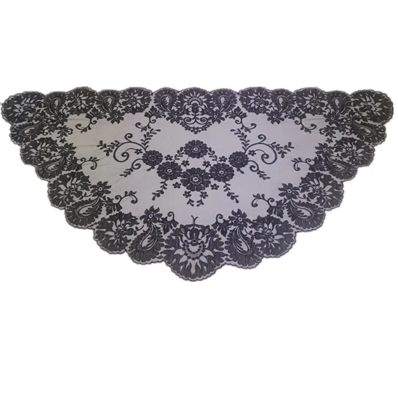 Large Size Half Moon Classic Spanish Style Lace Mantilla Lace Blanket Catholic Church Veil