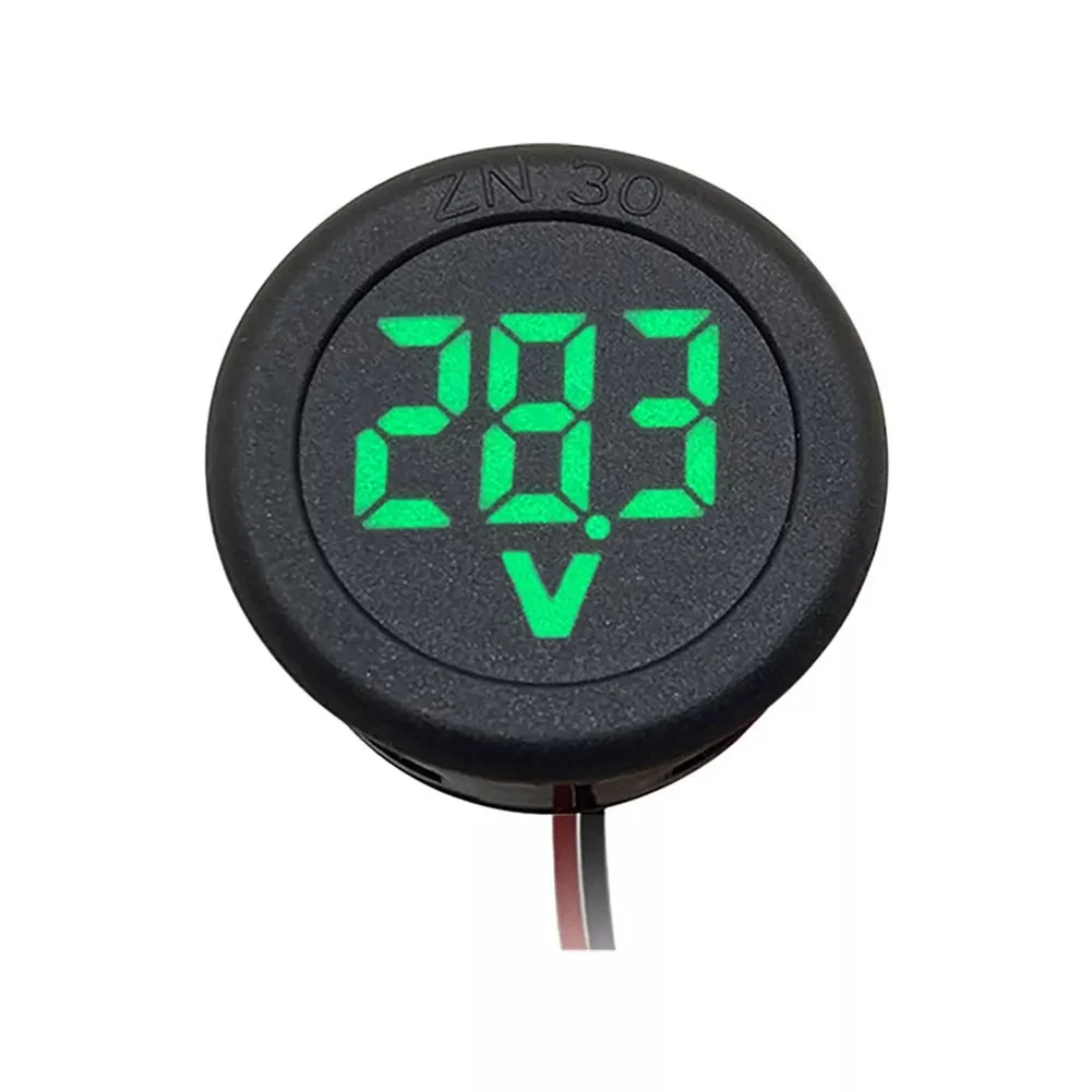 DC 5-100V LED Voltmeter 3-digit Digital Display Round Two-wire Voltage Meter Voltage Current Monitor Tester For Car Motorcycle