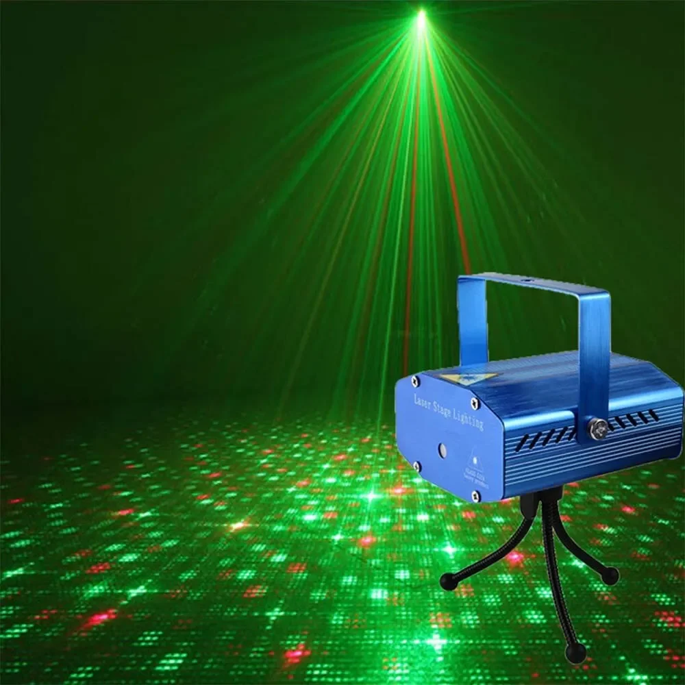 Mini Laser Lights LED Stage Light DJ Disco Light Projector New Sound Activated Remote Control Flash For Christmas Party Lights