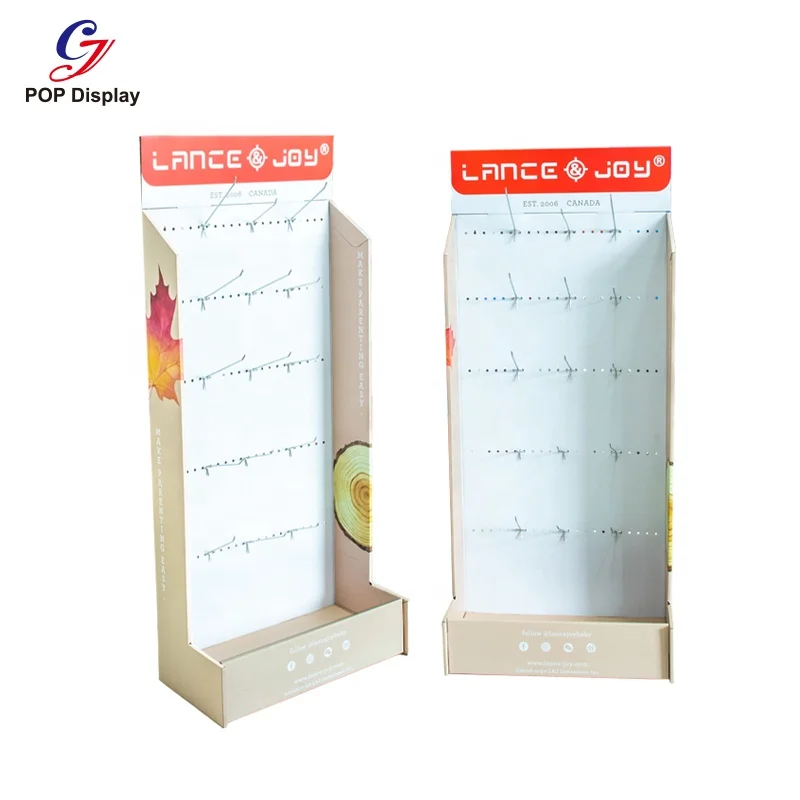 custom.Customized Size Cardboard Paper Display With Hooks Pegboard Display Paperboard Hanging Floor Displaying Stand Station