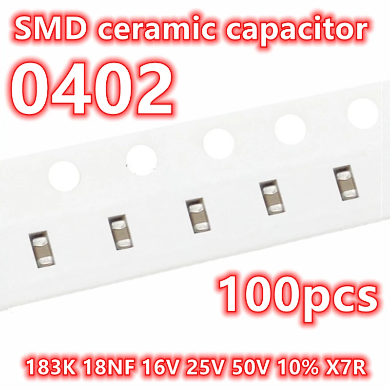 

(100 шт.) оригинальный 0402 183K 18NF 16V 25V 50V 10% X7R SMD керамический конденсатор IC 1005