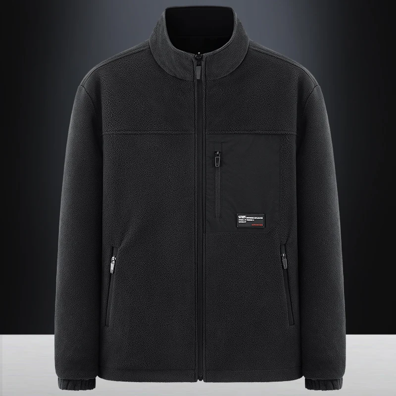 Abrigo Polar de doble cara para hombre, chaqueta gruesa con cuello levantado para jóvenes, camisa holgada de talla grande, otoño e invierno, 2024