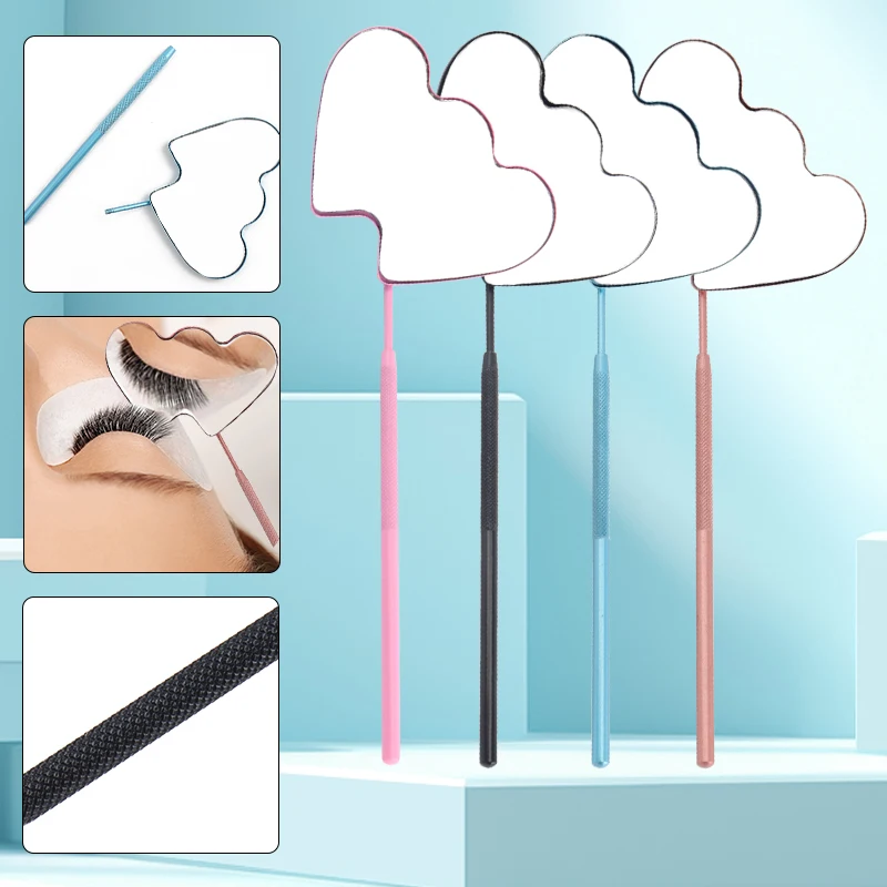 Stainless Steel Double Heart Inspection Mirror Lash Extension Mirror Eyelash Check Mirror Dentist Oral Mirror Lash Makeup Tools