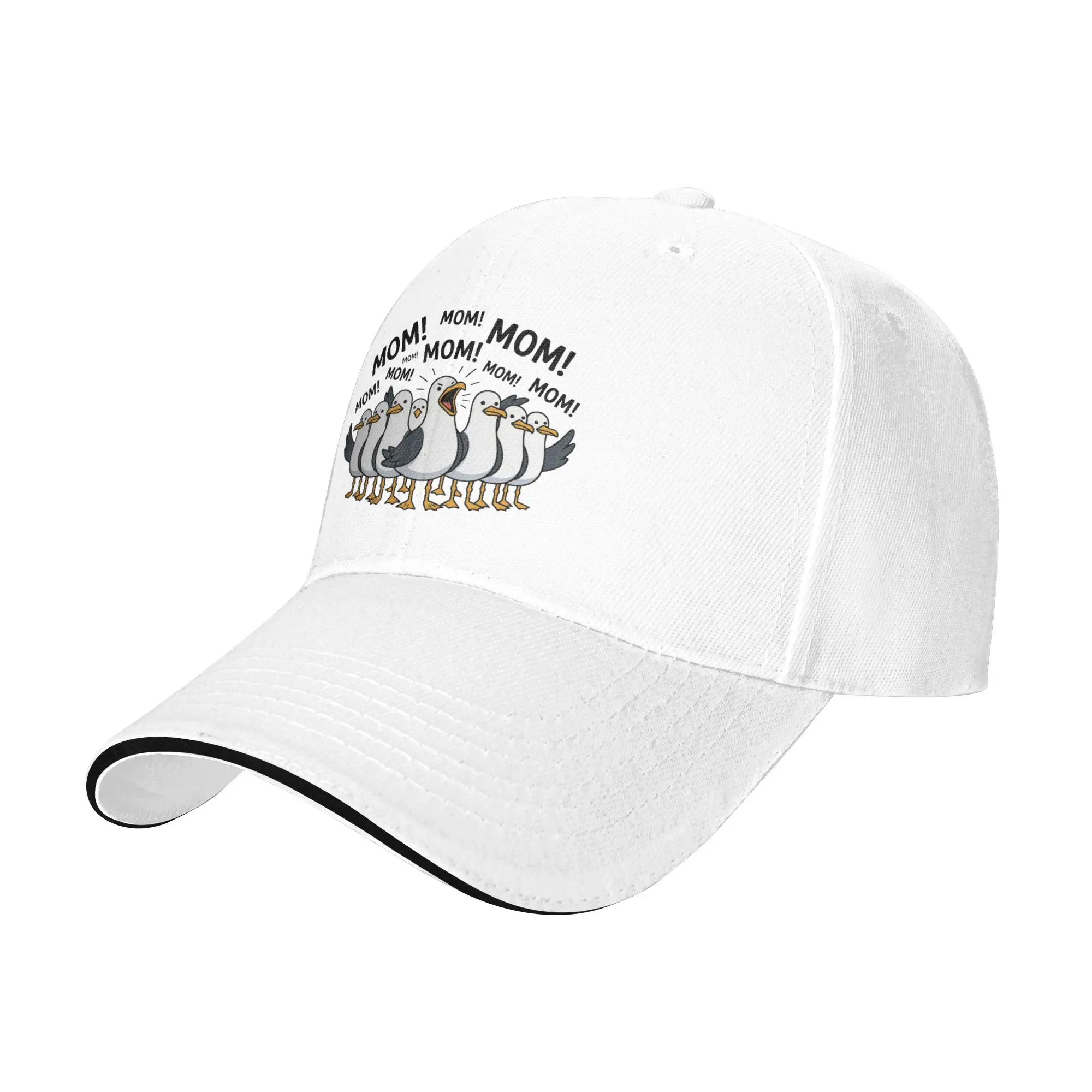 Funny Seagull Mom Screaming Birds Sandwich Baseball Caps Classic Washed Sarcastic Mother's Day Headwear Men Women Gift Hat