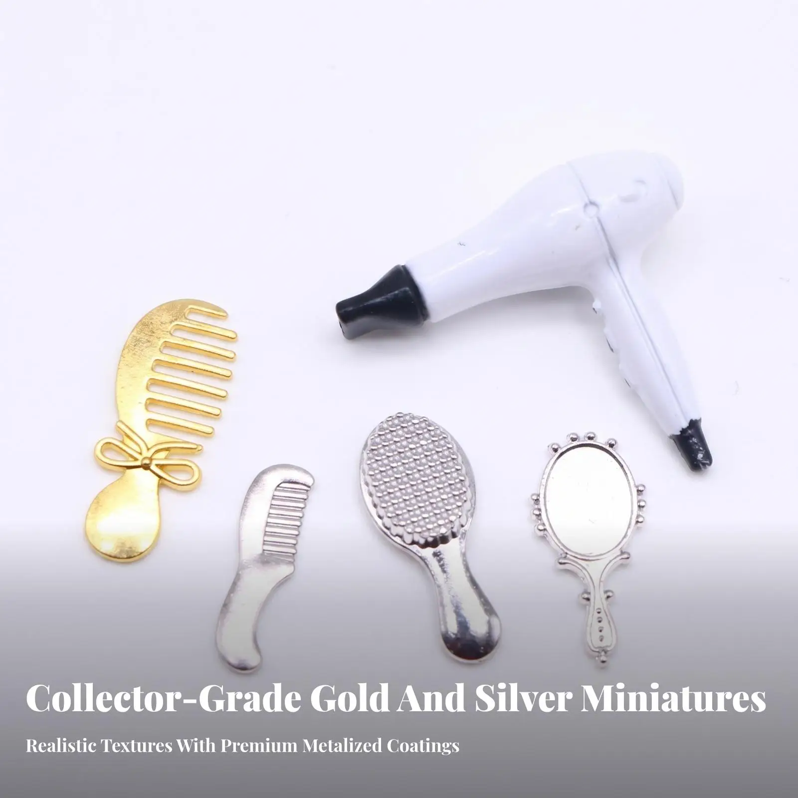 Small Dollhouse Comb Hair Decoration Accessories Alloy Miniature Grooming Kit for Scene Photography Craft Project Decor