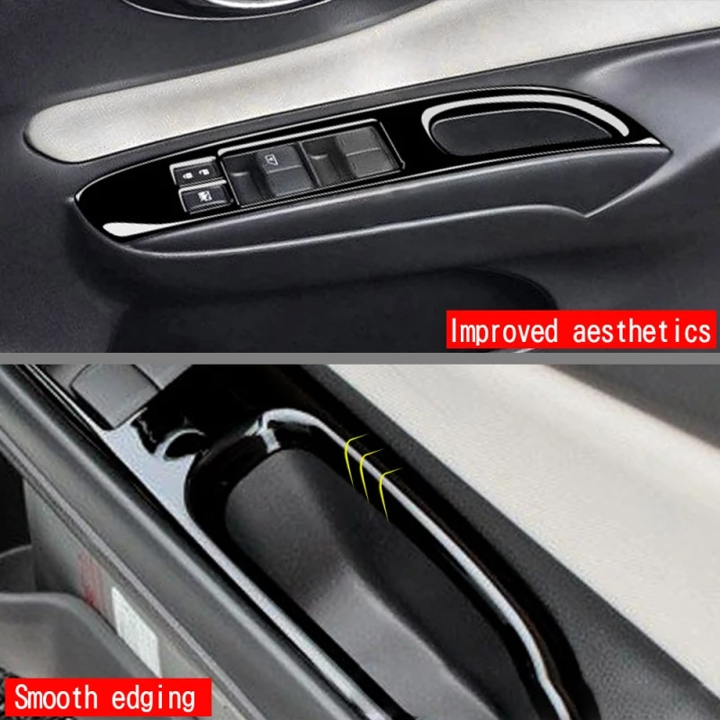 RHD for Nissan Note E12 E-Power 2016-2019 ABS Carbonfiber Window Switch Panel Frame Glass Control Cover Trim Interior Stickers