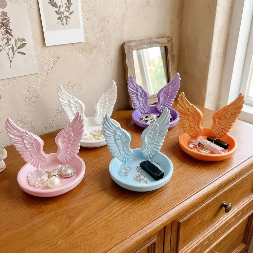 Minimalist Angel Wings Jewelry Storage Tray Creative INS Bracelets Organizer Elegant Simple Mini Key Tray Desktop Ornaments